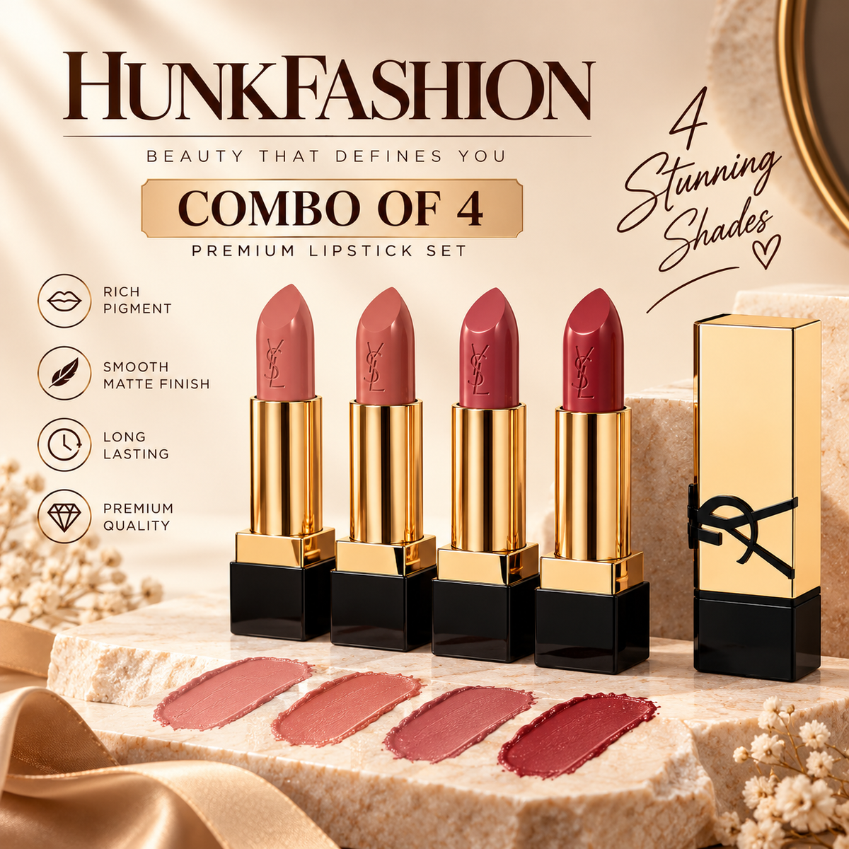 Soft Nude Lipstick (Combo of 4)