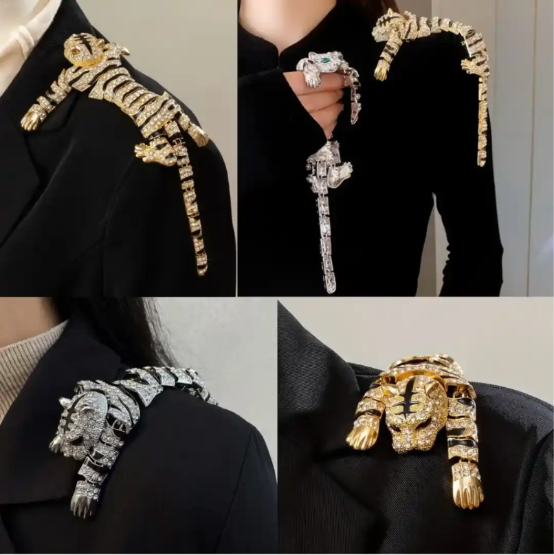 Luxury Crystal Tiger Brooch